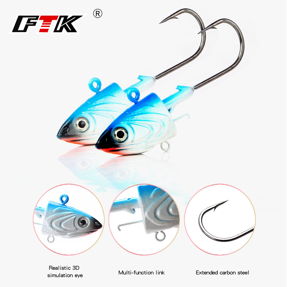 Fishing Lure Soft Plastic - FTK 2 قطعة خطاف صيد السمك